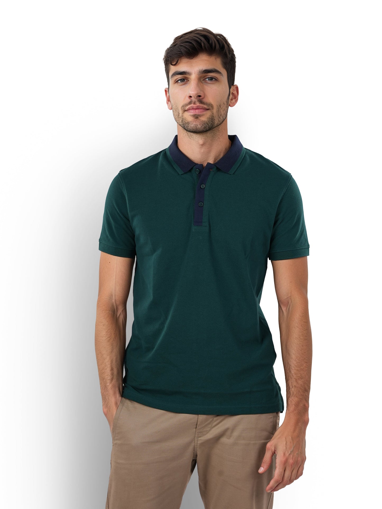 Green Solid Cotton T-Shirt