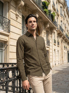 Celio Mens Olive Solid Regular Fit Cotton Shirts