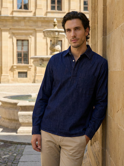 Celio Mens Navy Twill Regular Fit Cotton Shirts