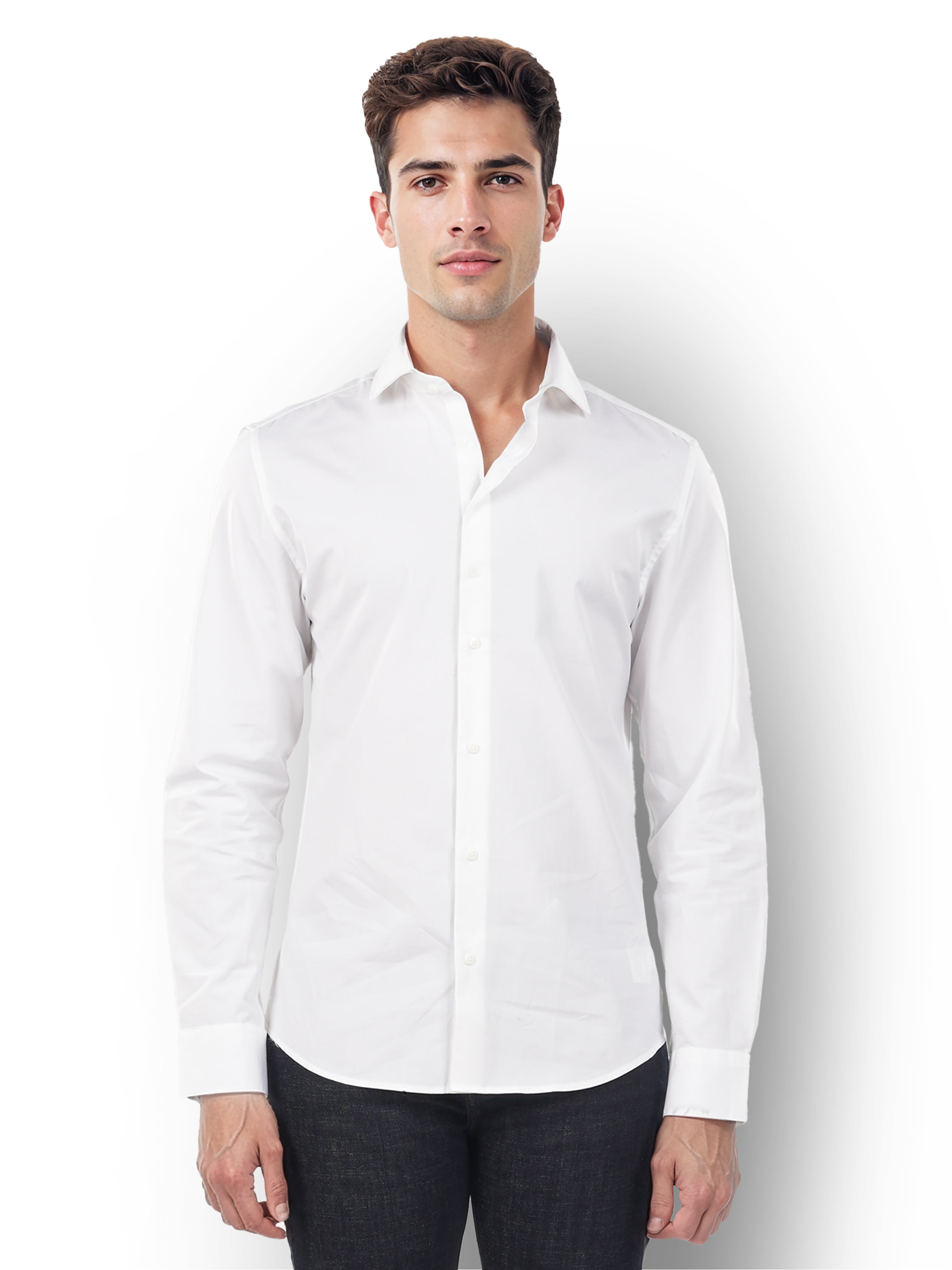 White Solid Cotton Shirt