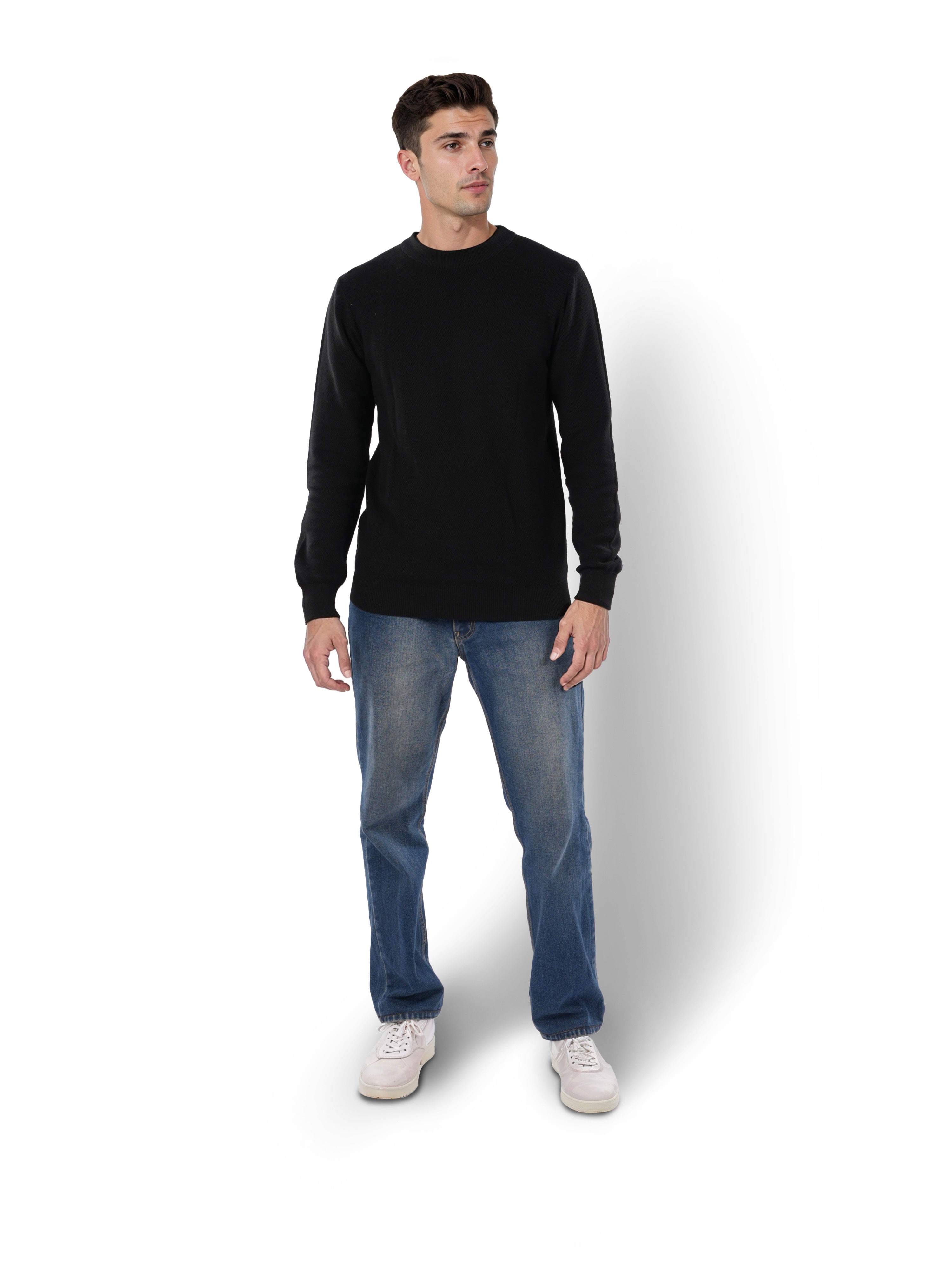 Black Solid Cotton Sweater