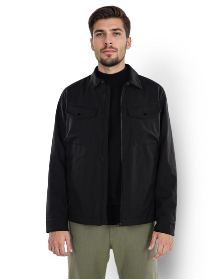 Black Solid Polyester Jacket