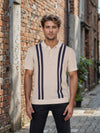 Celio* Striped Regular Fit Cotton Beige T-Shirt