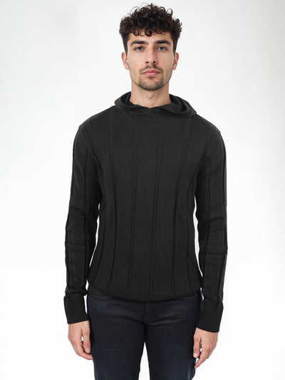 Celio* Striped Regular Fit Cotton Black Sweater