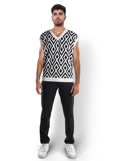 Celio* Printed Regular Fit Cotton Black Sweater