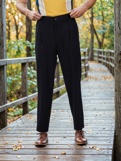 Celio* Poly-Blend Regular Fit Black Trousers