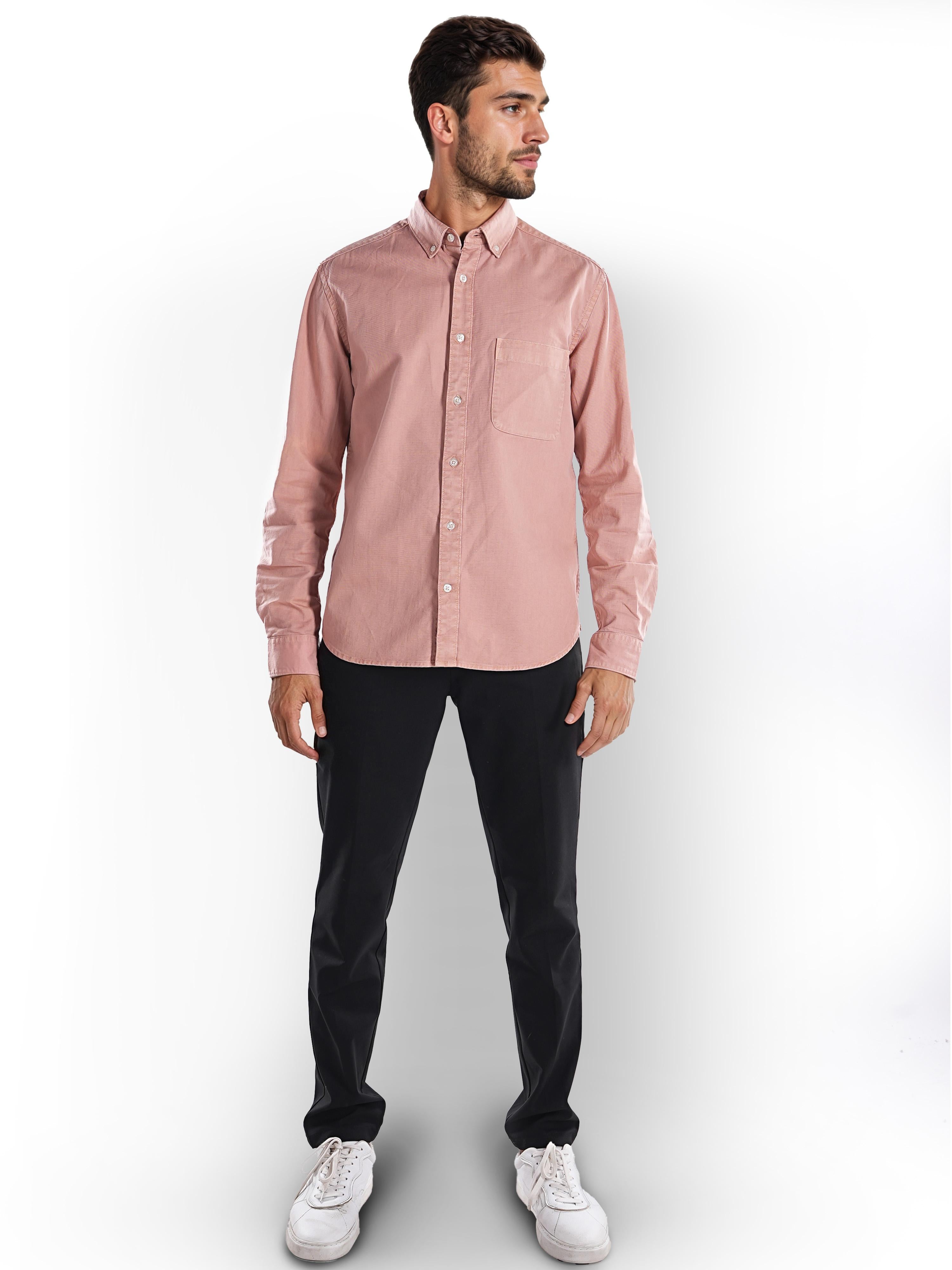 Pink Solid Cotton Shirt