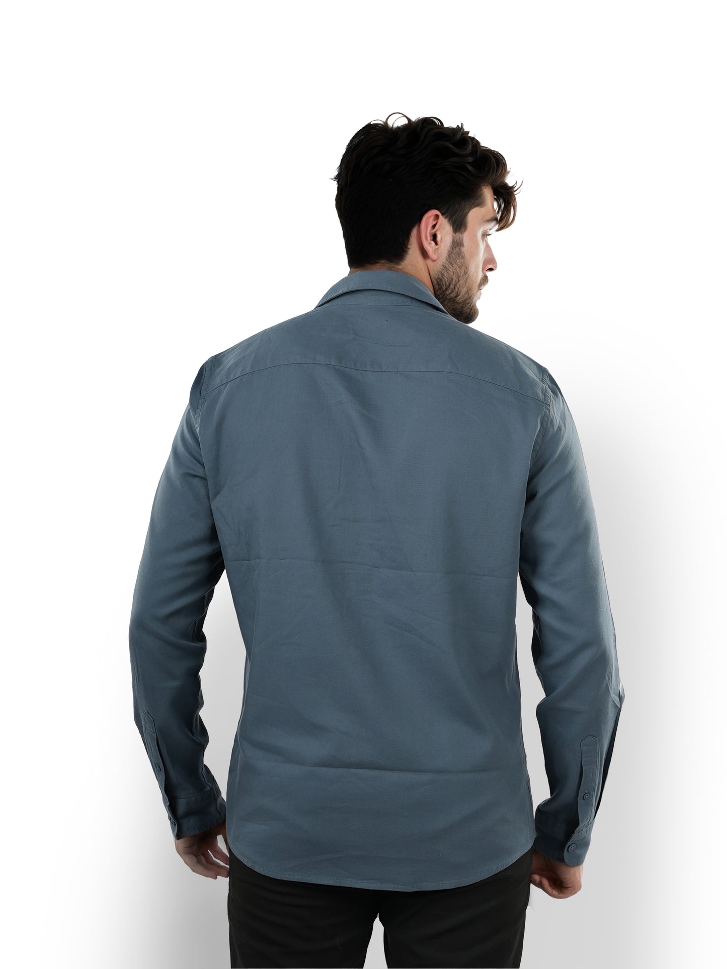 Blue Solid Cotton Shirt