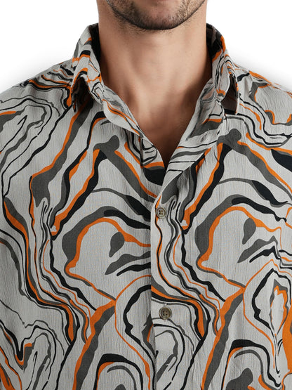 Taupe Printed Viscose Shirt