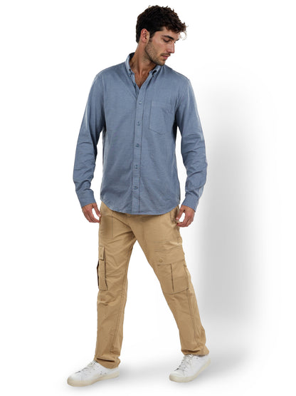 Blue Solid Cotton Shirt