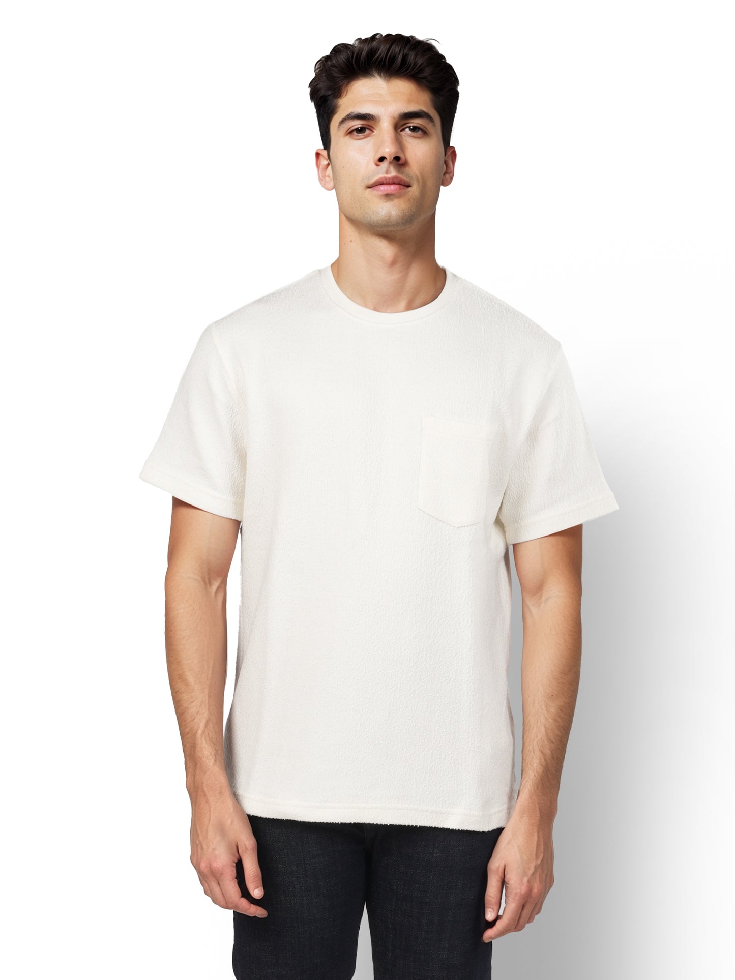 Beige Solid Cotton T-shirt