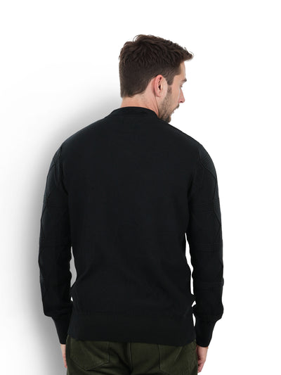 Celio* Solid Regular Fit Cotton Black Sweater