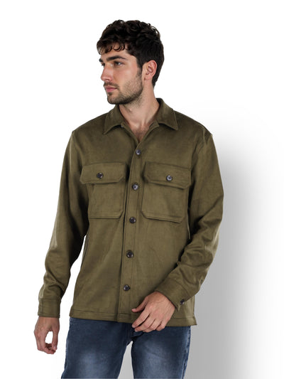 Celio* Solid Regular Fit Polyester Olive Jacket