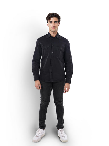 Black Solid Cotton Shirt