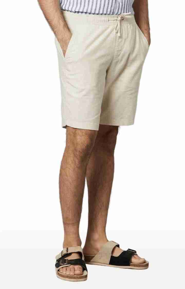 Beige Regular Fit Shorts