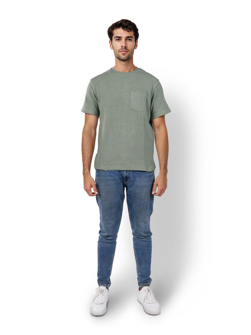 Solid Boxy Fit Cotton Green T-Shirt