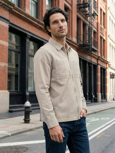 Celio Mens Beige Solid Overshirt Fit Cotton Shirts