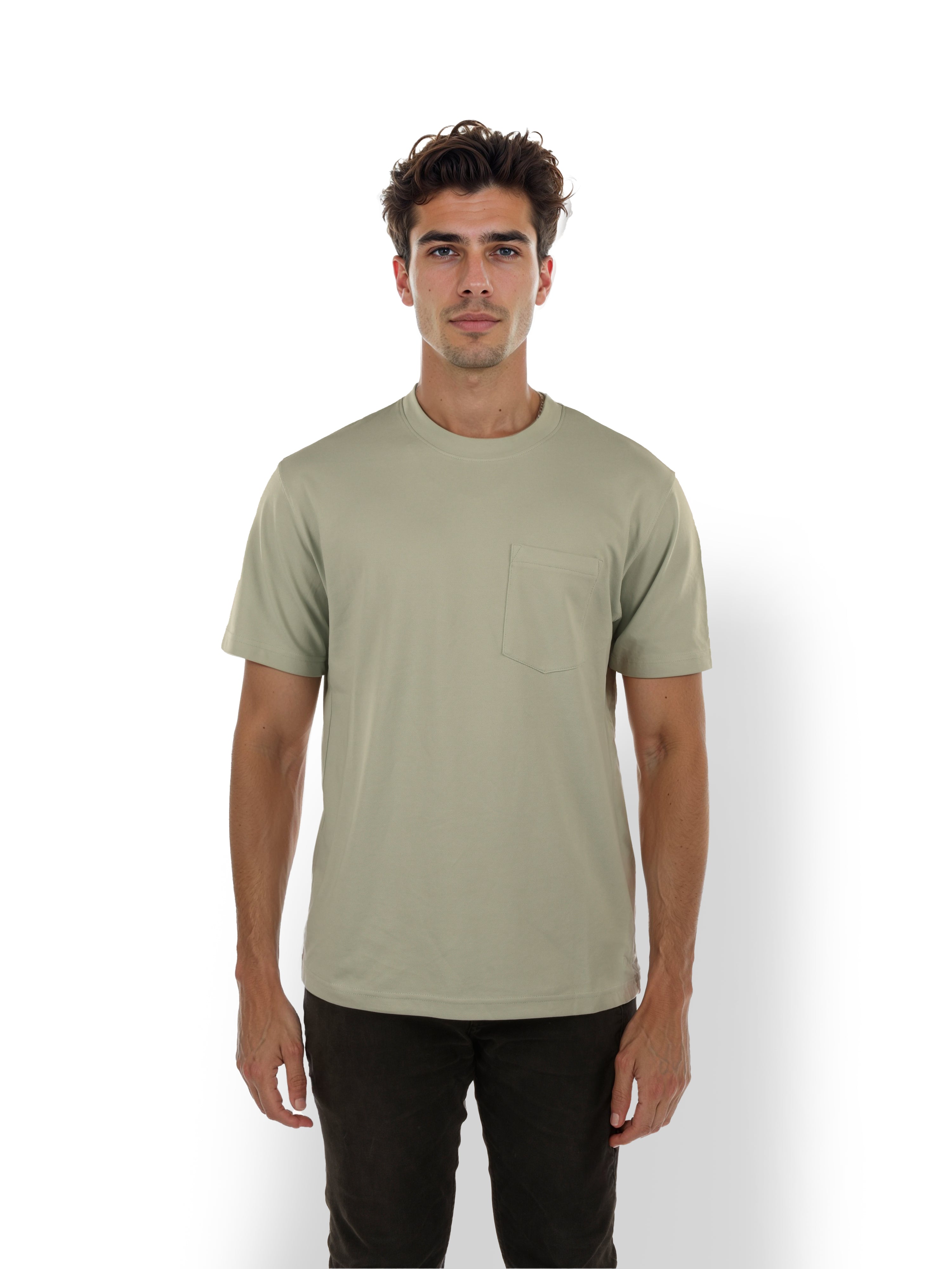 Green Solid Cotton T-shirt