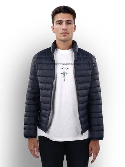 Celio* Solid Regular Fit Polyamide Navy Blue Jacket