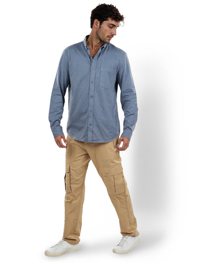 Celio* Solid Regular Fit Cotton Blue Shirt