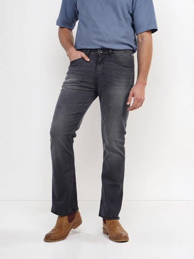 Celio* Cotton-Blend Bootcut Fit Grey Jean