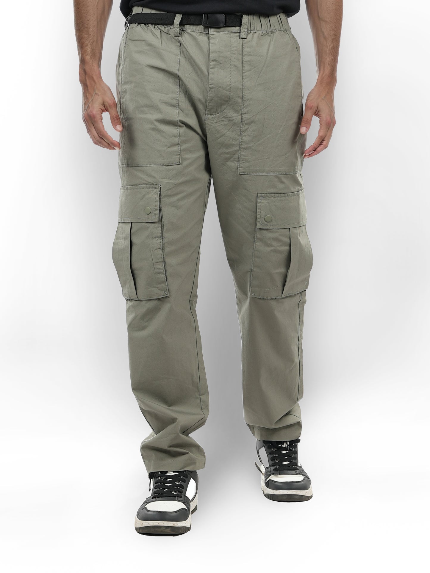 Celio* Cotton-Blend Straight Fit Olive Trousers