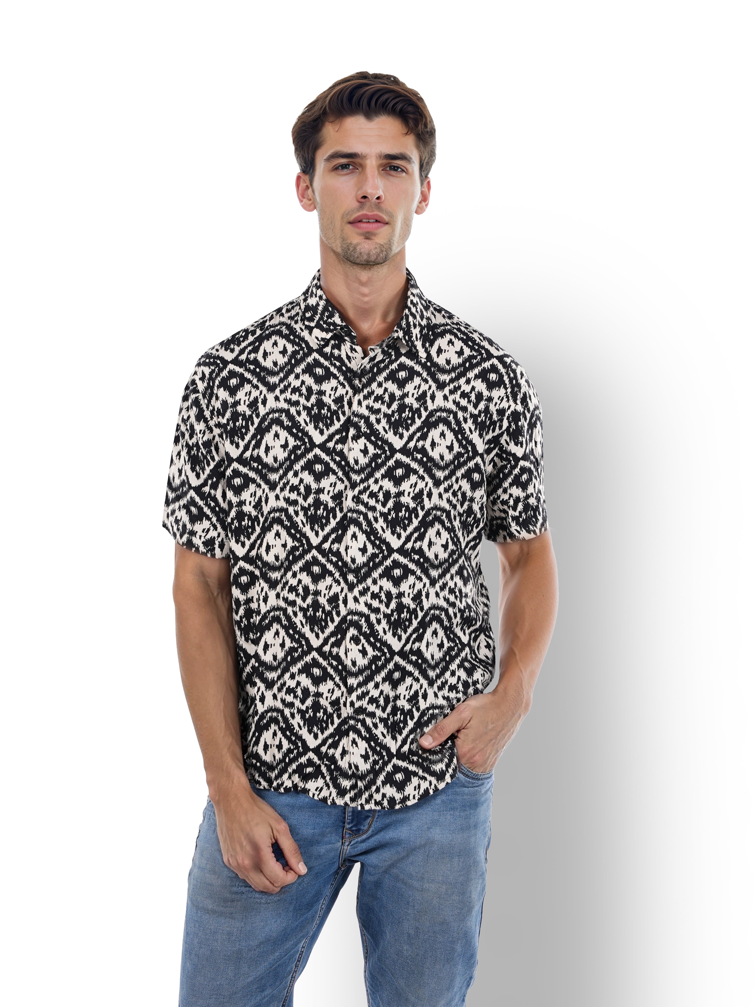 Black Printed Viscose Shirt