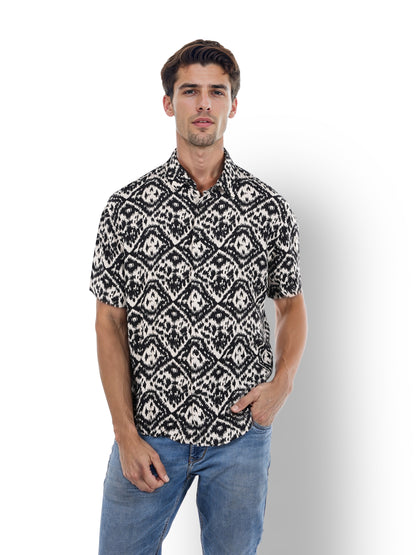 Black Printed Viscose Shirt