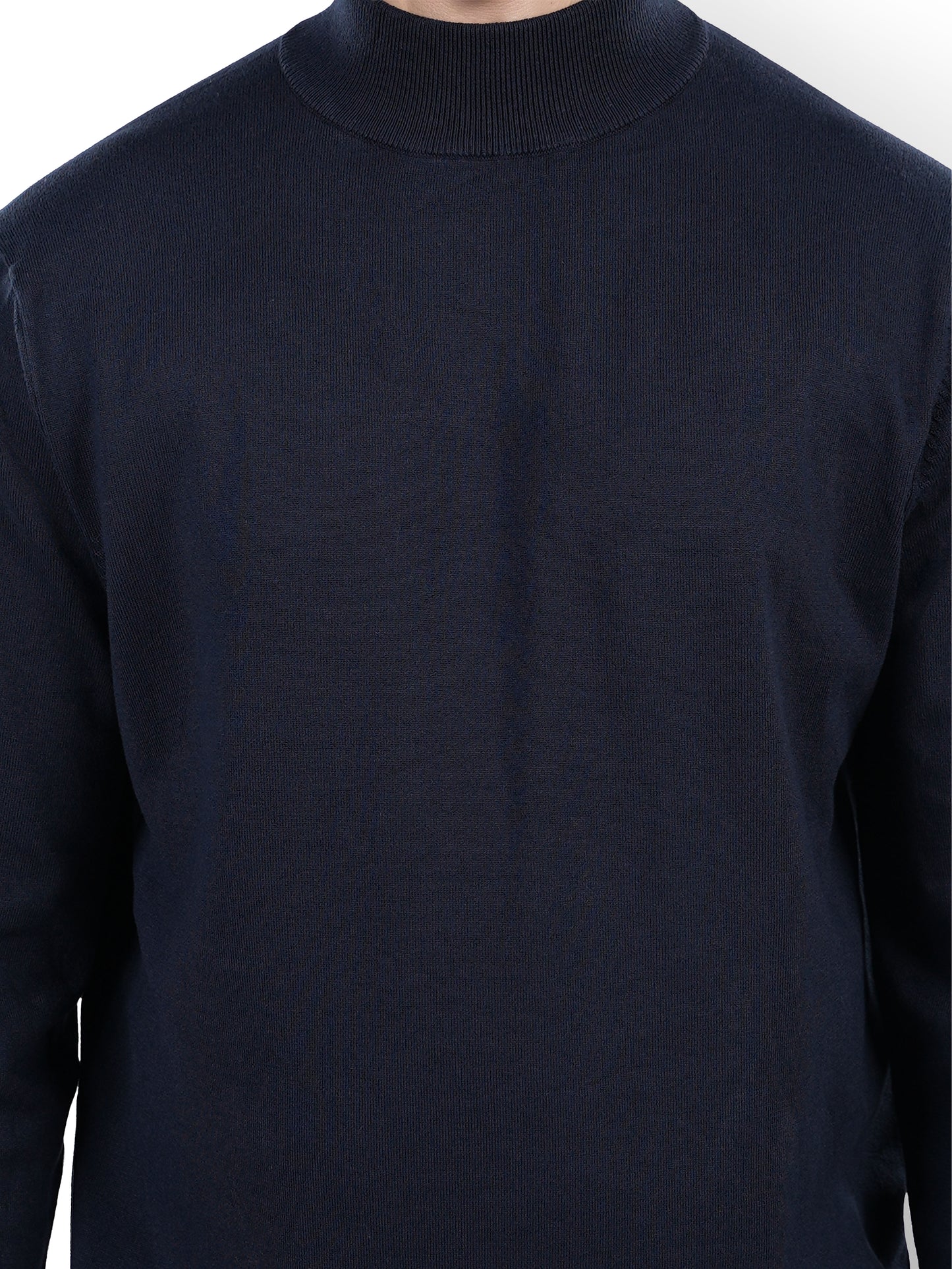 Navy Blue Solid Viscose Sweater