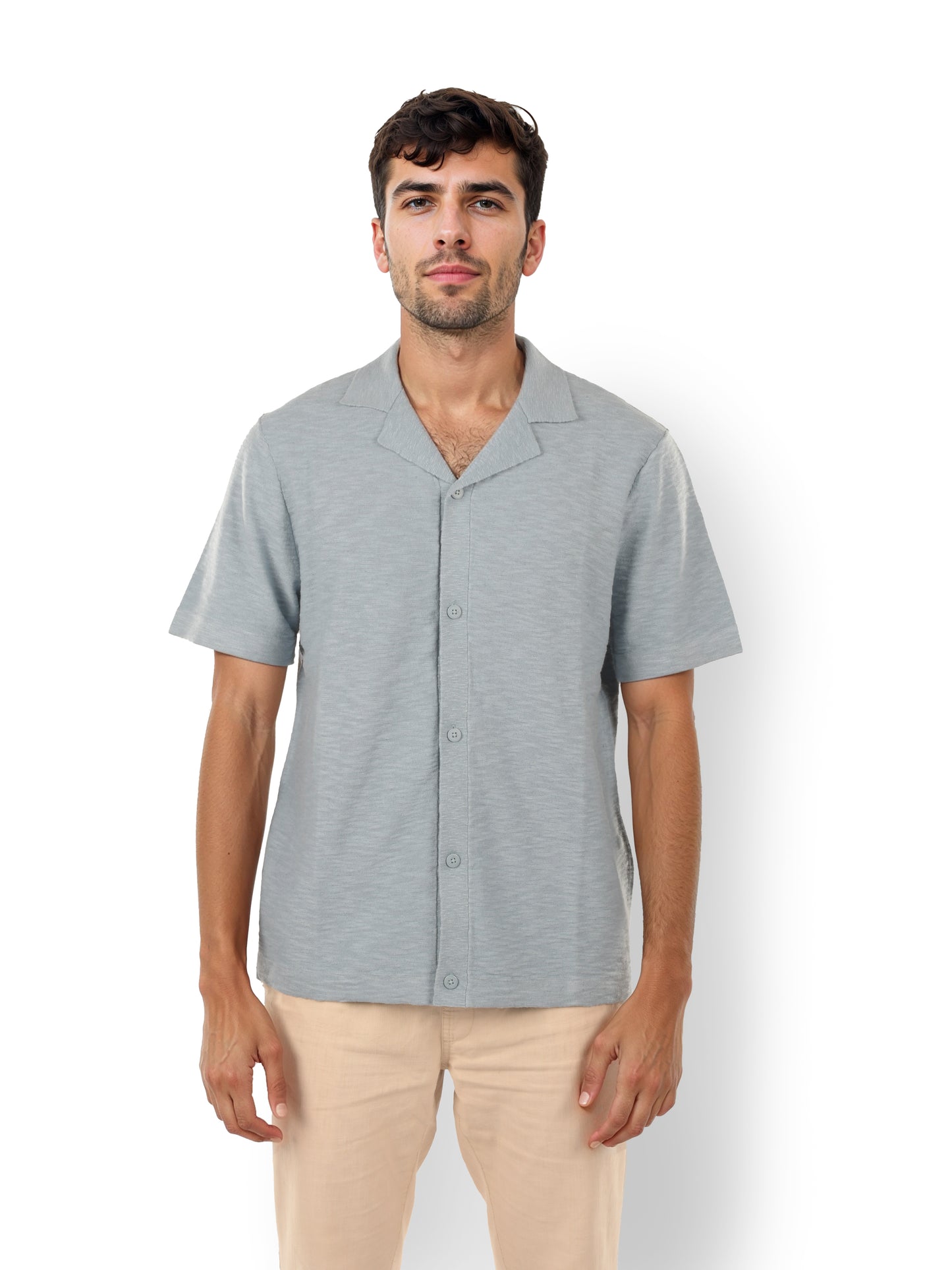 Blue Solid Cotton Shirt