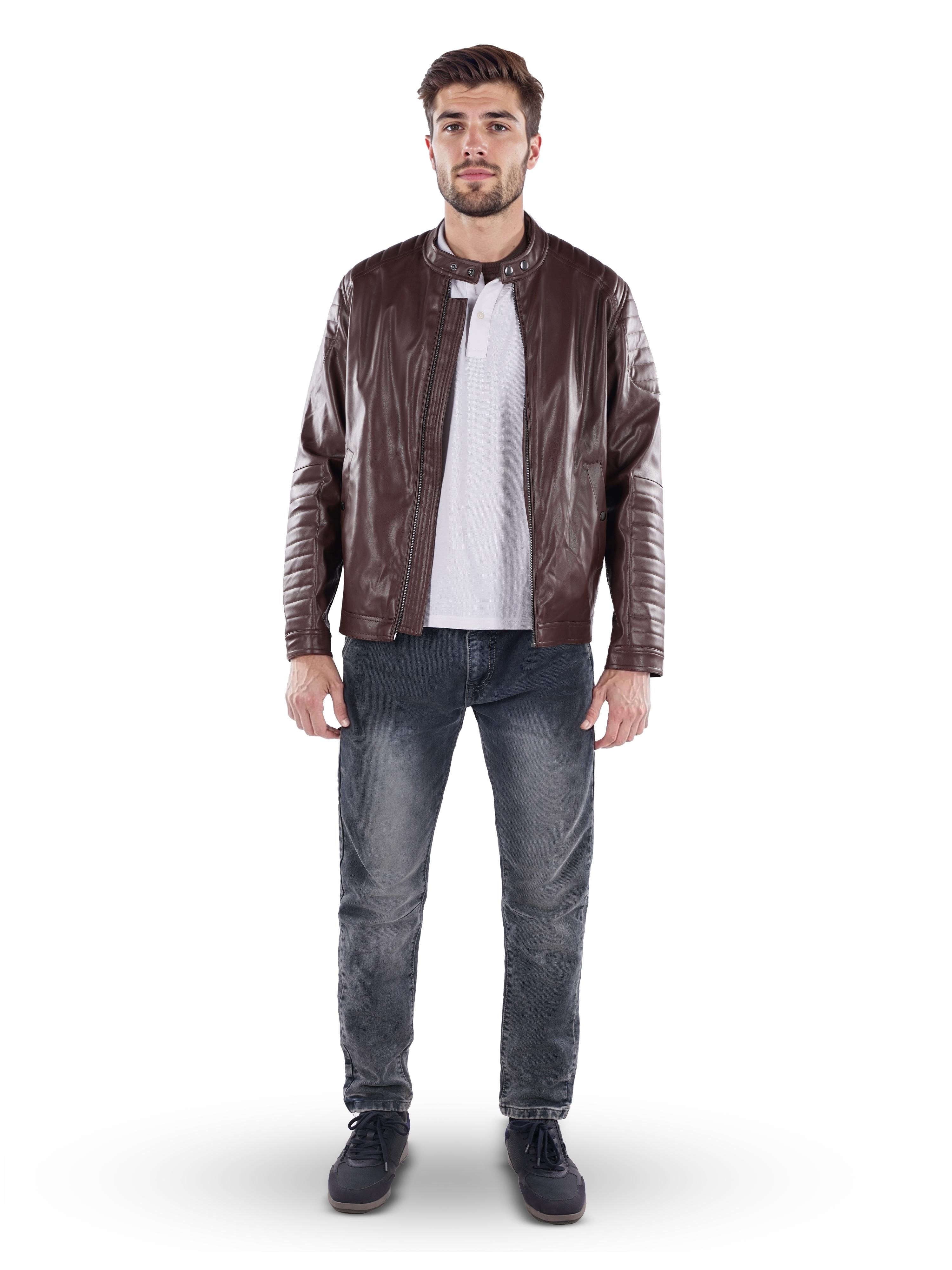 Brown Solid Polyamide Jacket