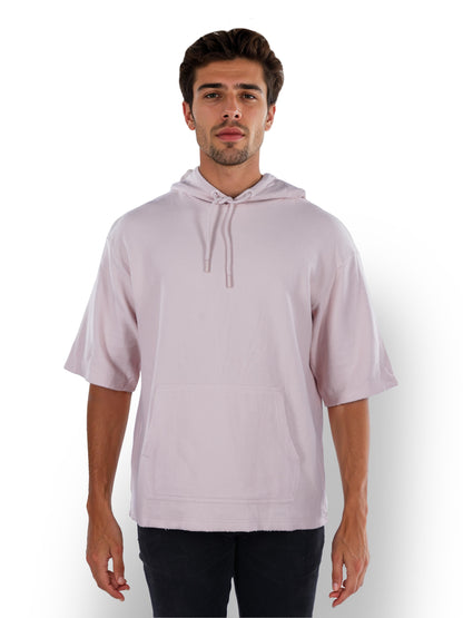 Pink Solid Cotton Sweatshirt