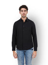 Celio* Solid Regular Fit Cotton Black Shirt