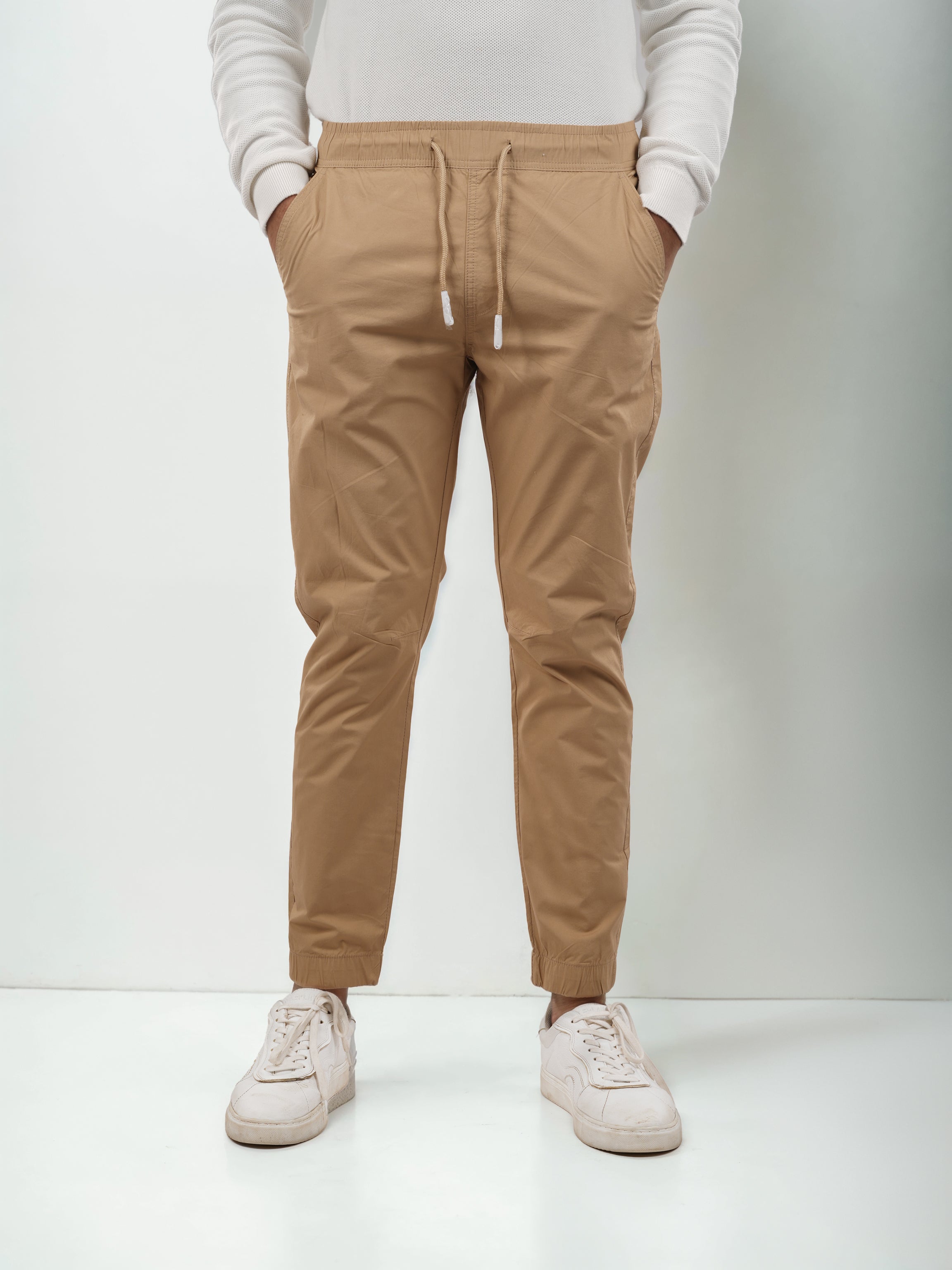 Beige Slim Fit Trousers