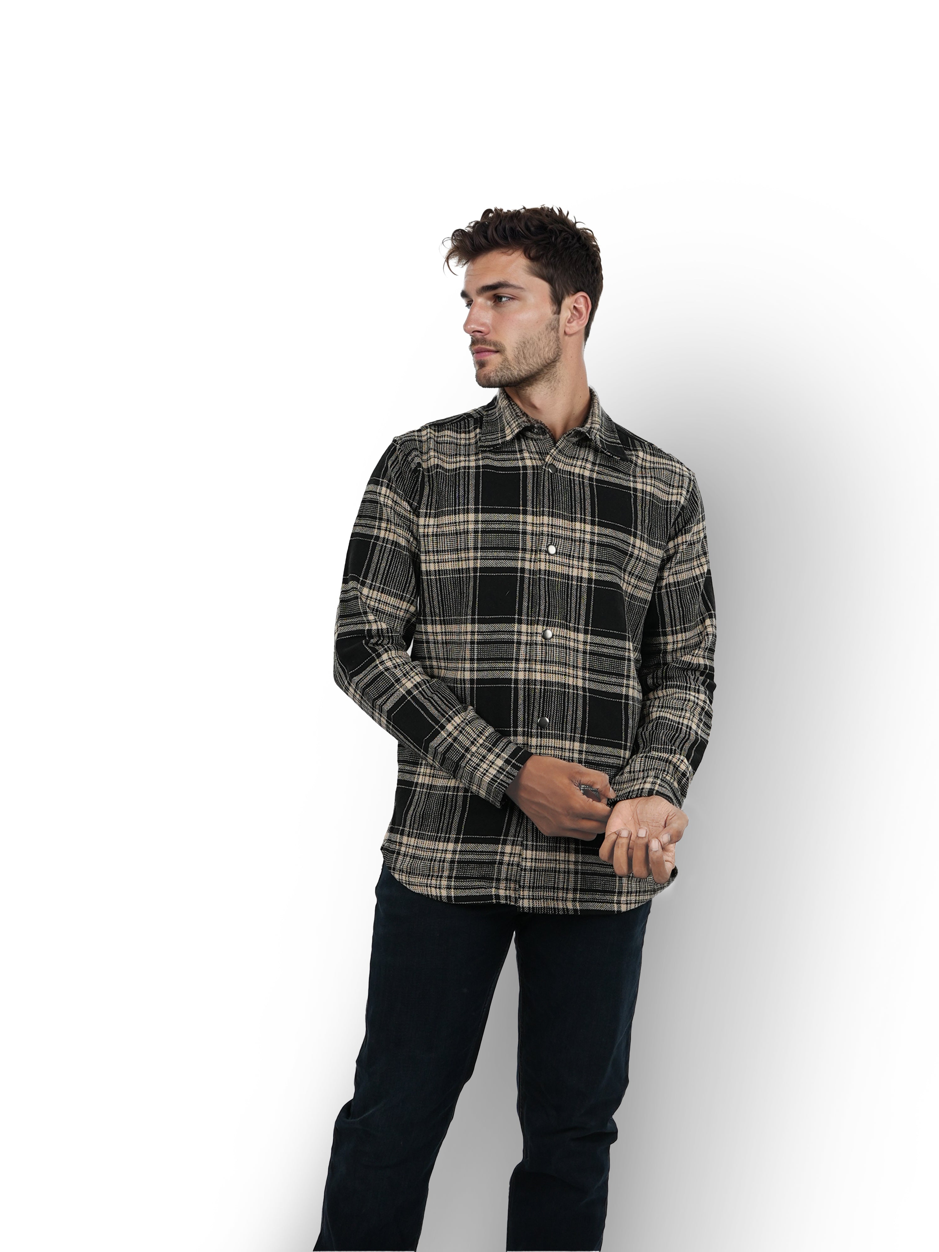 Black Checks Cotton Shirt