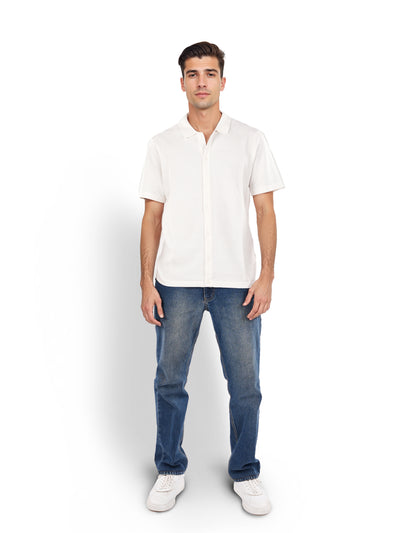 Celio* Solid Regular Fit Cotton White Shirt