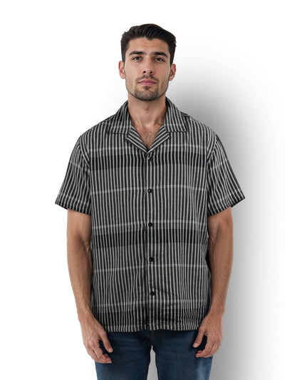 Celio* Checked Boxy Fit Cotton Black Shirt