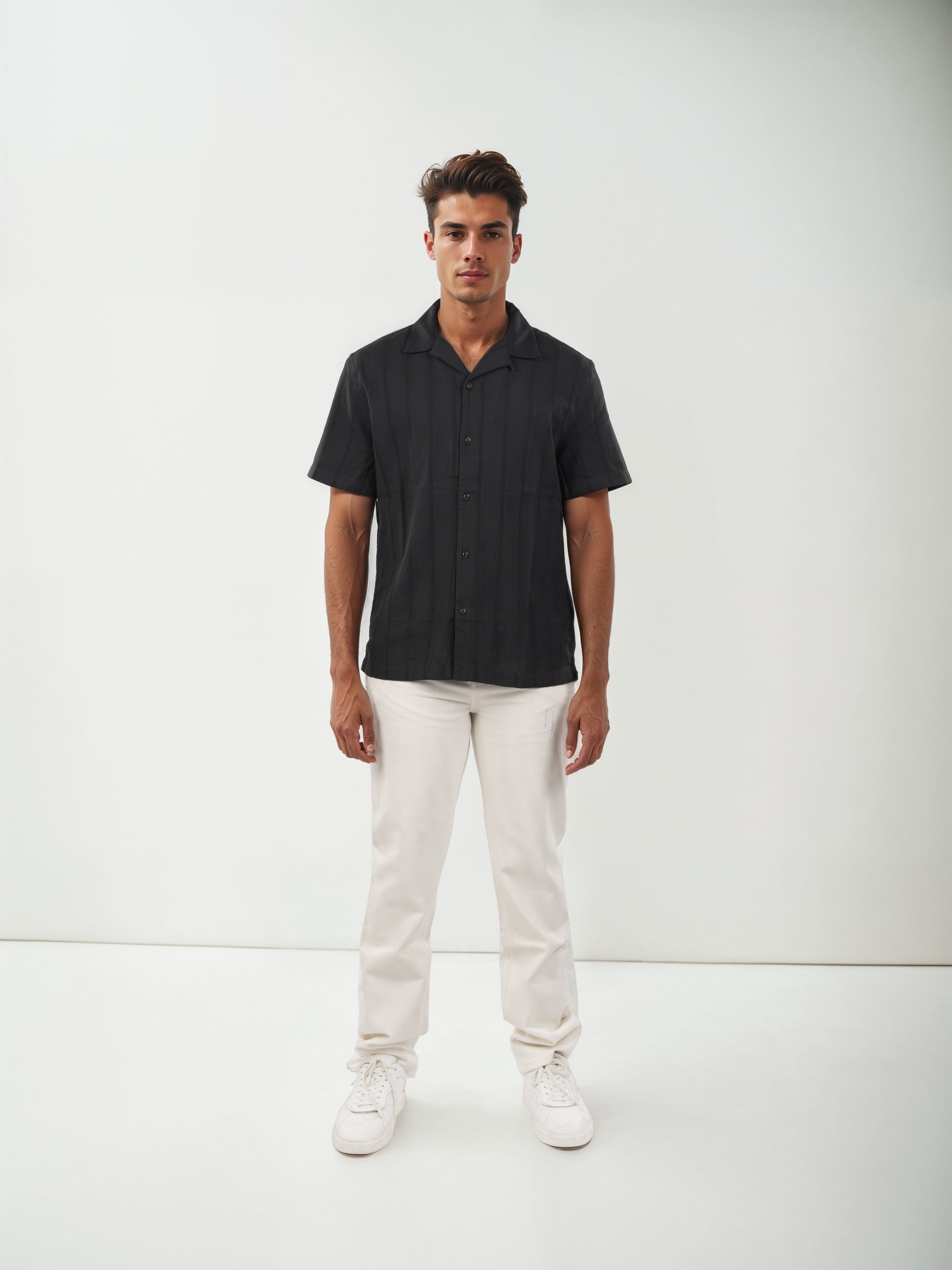 Black Striped Cotton Shirt