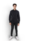 Celio* Solid Regular Fit Cotton Black Shirt