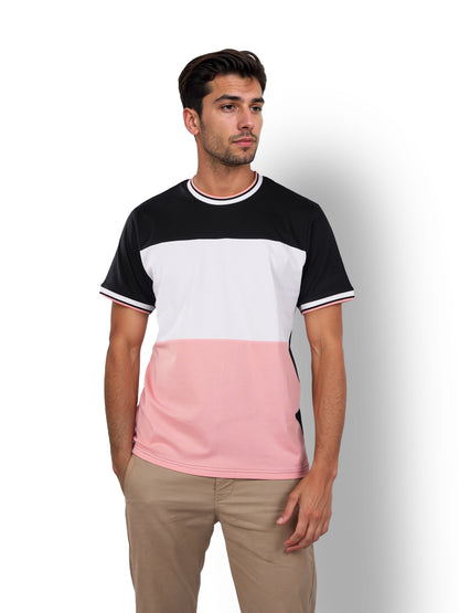 Black Colourblock Cotton T-shirt