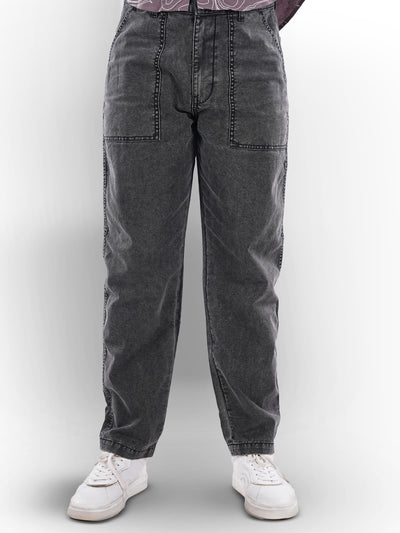 Celio* Cotton Loose Fit Grey Trouser