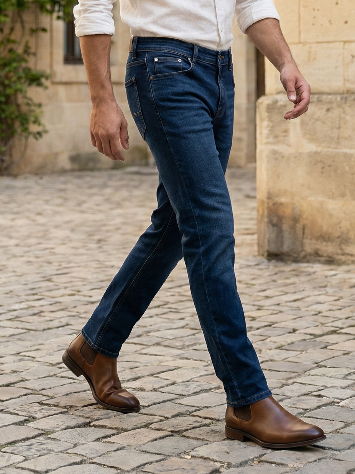 Celio Mens Blue Twill Slim Fit Modal Jeans