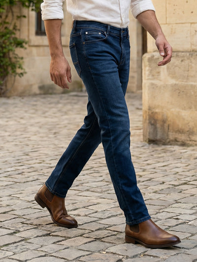 Celio Mens Blue Twill Slim Fit Modal Jeans