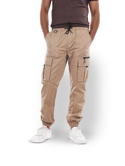 Celio* Cotton Straight Fit Beige Trouser