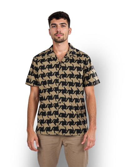 Celio* Printed Regular Fit Cotton Black Shirt