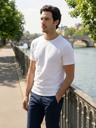 Celio Mens White Solid Slim Fit Cotton T-Shirts