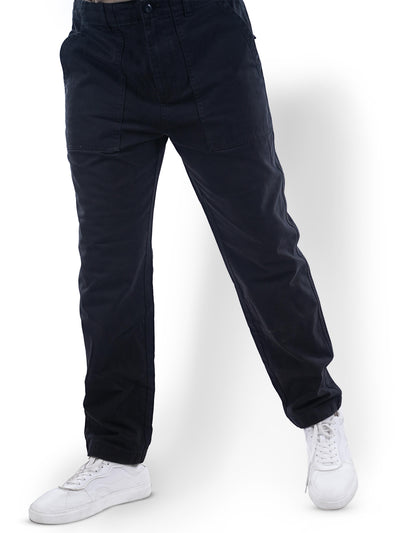 Celio* Cotton Straight Fit Black Trouser