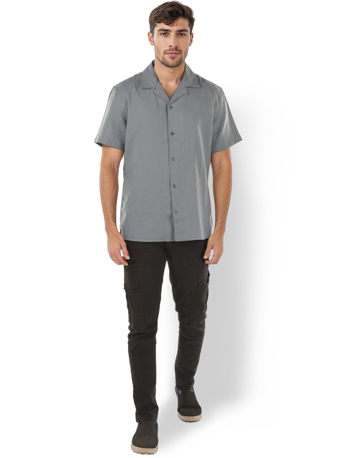 Blue Solid Linen Shirt