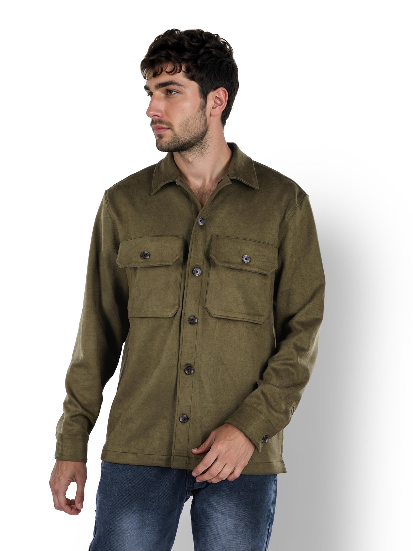 Olive Solid Polyester Jacket