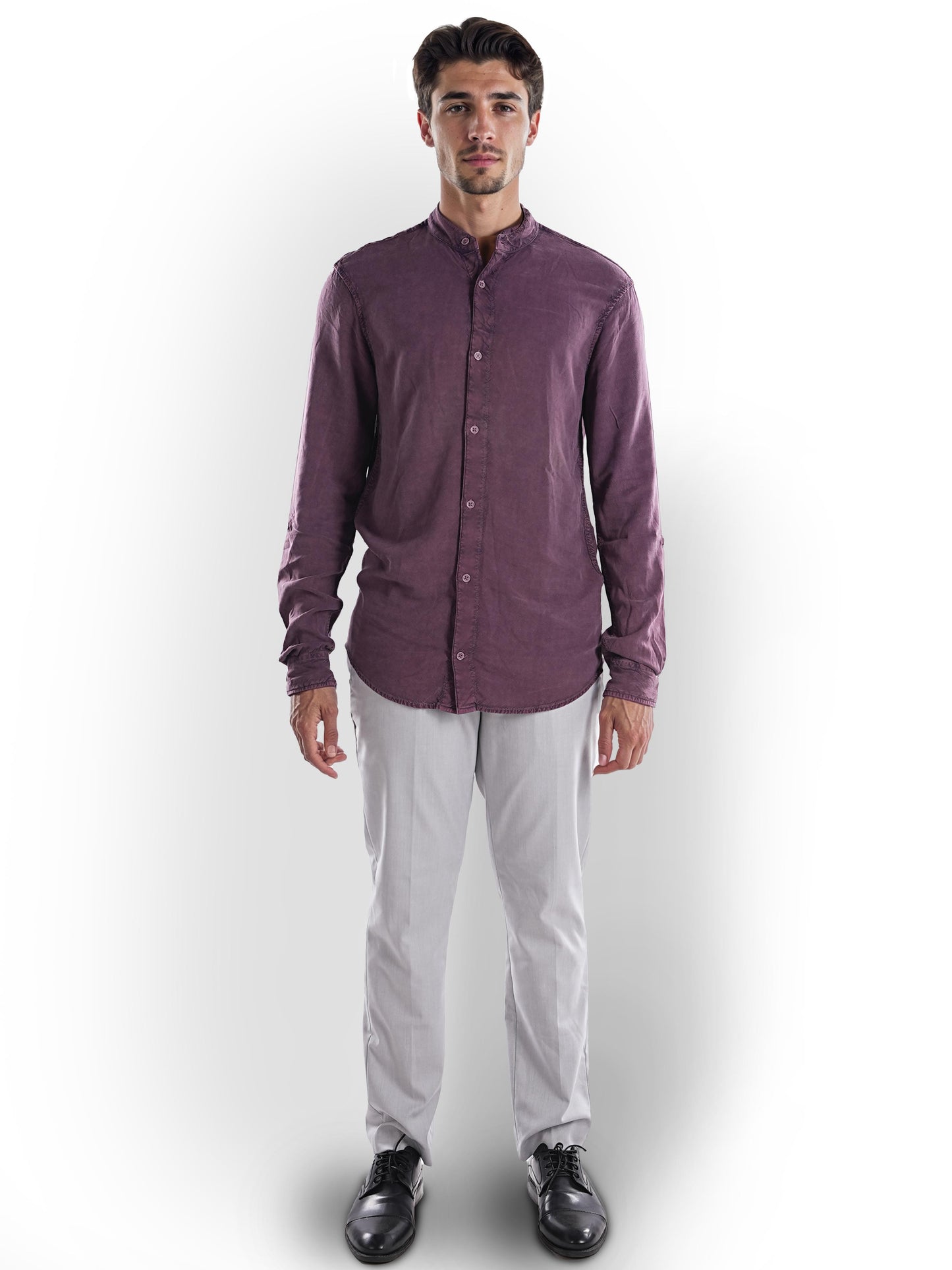 Purple Solid Cotton Shirt